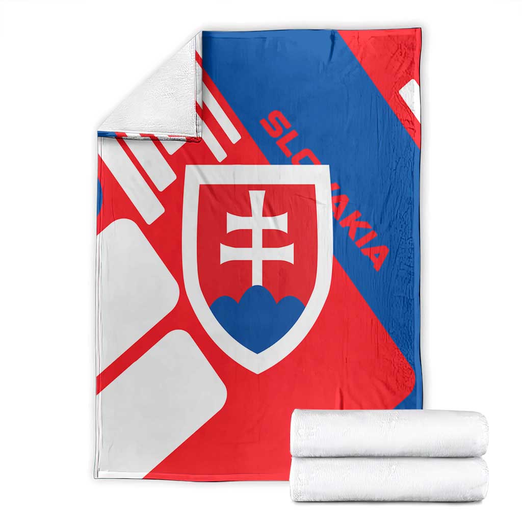 Slovakia – Red Blue White Geometric Flag Design Blanket with National Crest