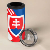 Slovakia – Red Blue White Geometric Flag Design 4 in 1 Can Cooler Tumbler with National Crest