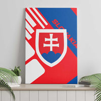 Slovakia – Red Blue White Geometric Flag Design Canvas Wall Art with National Crest