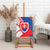 Slovakia – Red Blue White Geometric Flag Design Canvas Wall Art with National Crest