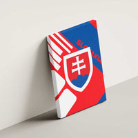 Slovakia – Red Blue White Geometric Flag Design Canvas Wall Art with National Crest