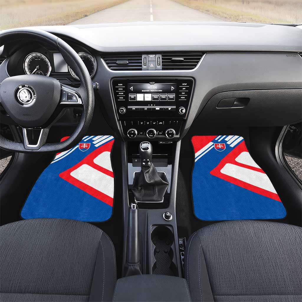 Slovakia – Red Blue White Geometric Flag Design Car Mats with National Crest