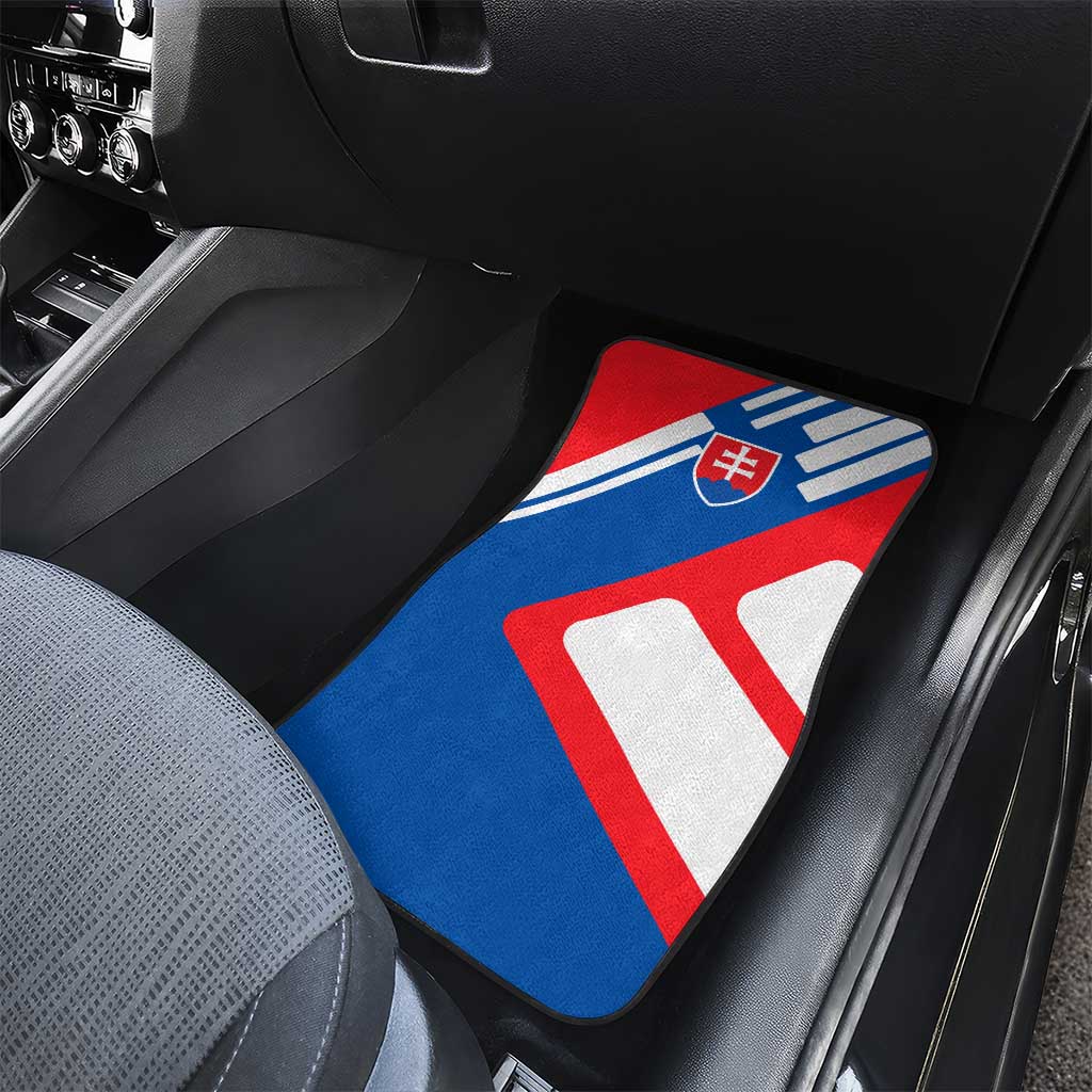 Slovakia – Red Blue White Geometric Flag Design Car Mats with National Crest