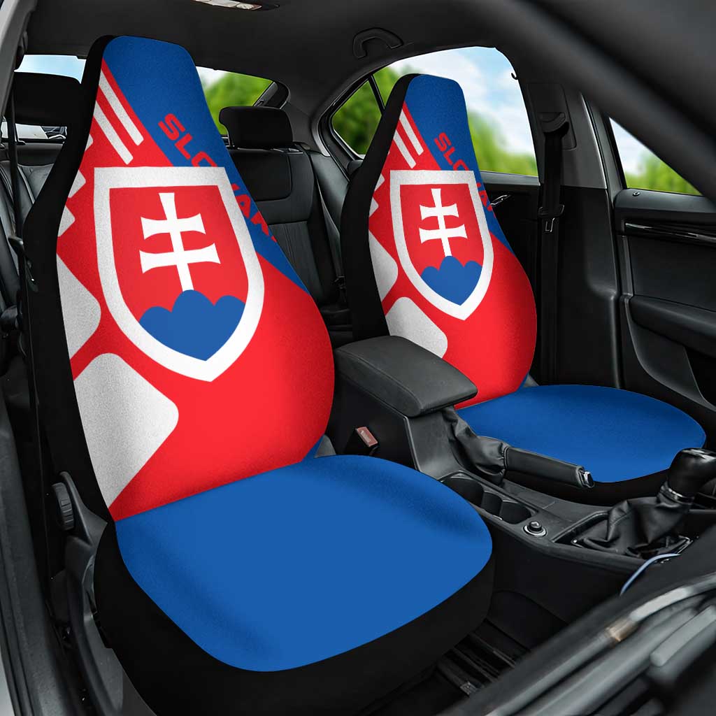 Slovakia – Red Blue White Geometric Flag Design Car Seat Cover with National Crest