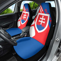 Slovakia – Red Blue White Geometric Flag Design Car Seat Cover with National Crest
