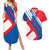 Slovakia – Red Blue White Geometric Flag Design Couples Matching Summer Maxi Dress and Hawaiian Shirt with National Crest