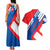 Slovakia – Red Blue White Geometric Flag Design Couples Matching Tank Maxi Dress and Hawaiian Shirt with National Crest