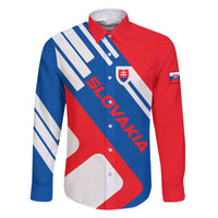 Slovakia – Red Blue White Geometric Flag Design Family Matching Long Sleeve Bodycon Dress and Hawaiian Shirt with National Crest