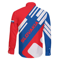 Slovakia – Red Blue White Geometric Flag Design Family Matching Long Sleeve Bodycon Dress and Hawaiian Shirt with National Crest