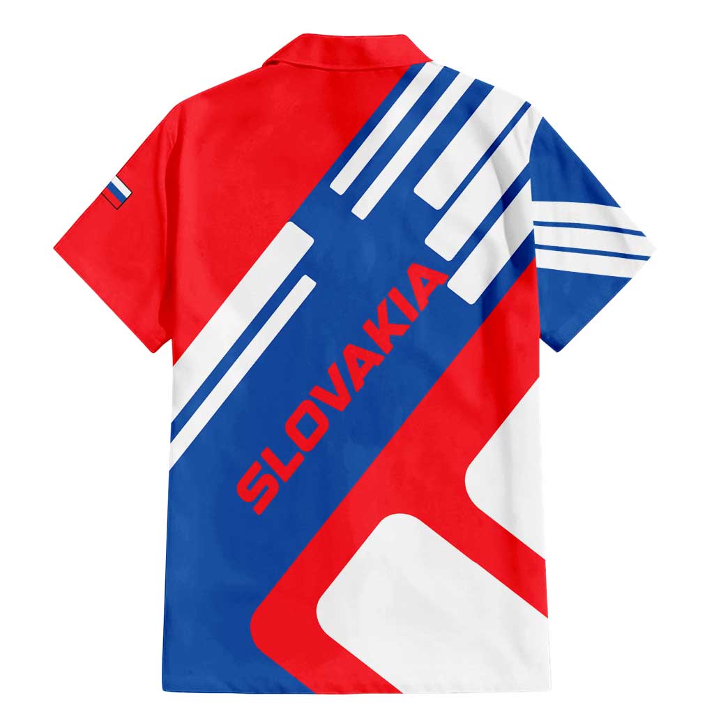 Slovakia – Red Blue White Geometric Flag Design Family Matching Mermaid Dress and Hawaiian Shirt with National Crest