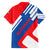 Slovakia – Red Blue White Geometric Flag Design Family Matching Off The Shoulder Long Sleeve Dress and Hawaiian Shirt with National Crest
