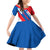 Slovakia – Red Blue White Geometric Flag Design Family Matching Off Shoulder Short Dress and Hawaiian Shirt with National Crest