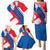 Slovakia – Red Blue White Geometric Flag Design Family Matching Puletasi and Hawaiian Shirt with National Crest