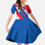 Slovakia – Red Blue White Geometric Flag Design Family Matching Short Sleeve Bodycon Dress and Hawaiian Shirt with National Crest