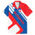 Slovakia – Red Blue White Geometric Flag Design Family Matching Short Sleeve Bodycon Dress and Hawaiian Shirt with National Crest