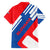 Slovakia – Red Blue White Geometric Flag Design Family Matching Short Sleeve Bodycon Dress and Hawaiian Shirt with National Crest