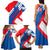 Slovakia – Red Blue White Geometric Flag Design Family Matching Tank Maxi Dress and Hawaiian Shirt with National Crest