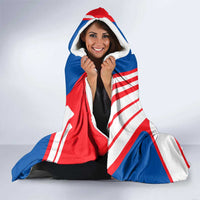 Slovakia – Red Blue White Geometric Flag Design Hooded Blanket with National Crest