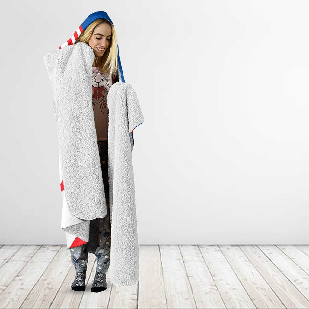 Slovakia – Red Blue White Geometric Flag Design Hooded Blanket with National Crest