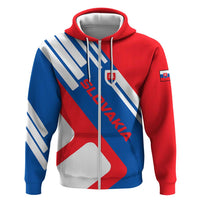 Slovakia – Red Blue White Geometric Flag Design Hoodie with National Crest