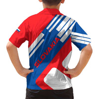 Slovakia – Red Blue White Geometric Flag Design Kid Hawaiian Shirt with National Crest