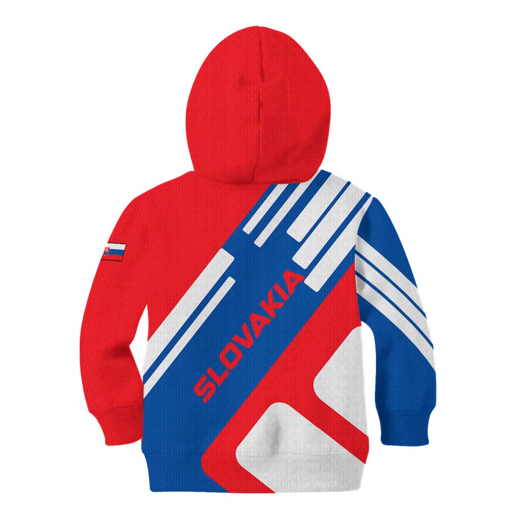 Slovakia – Red Blue White Geometric Flag Design Kid Hoodie with National Crest