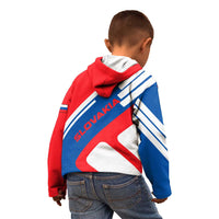Slovakia – Red Blue White Geometric Flag Design Kid Hoodie with National Crest