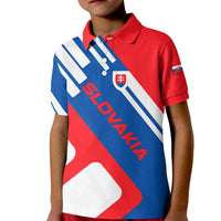 Slovakia – Red Blue White Geometric Flag Design Kid Polo Shirt with National Crest