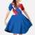 Slovakia – Red Blue White Geometric Flag Design Kid Short Sleeve Dress with National Crest