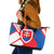 Slovakia – Red Blue White Geometric Flag Design Leather Tote Bag with National Crest