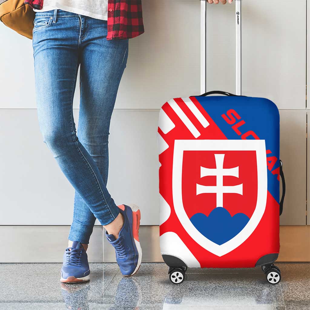 Slovakia – Red Blue White Geometric Flag Design Luggage Cover with National Crest