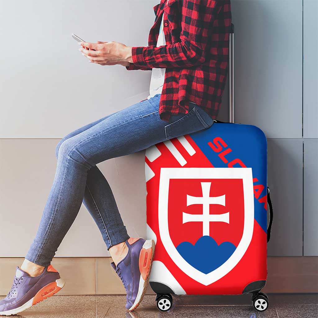 Slovakia – Red Blue White Geometric Flag Design Luggage Cover with National Crest