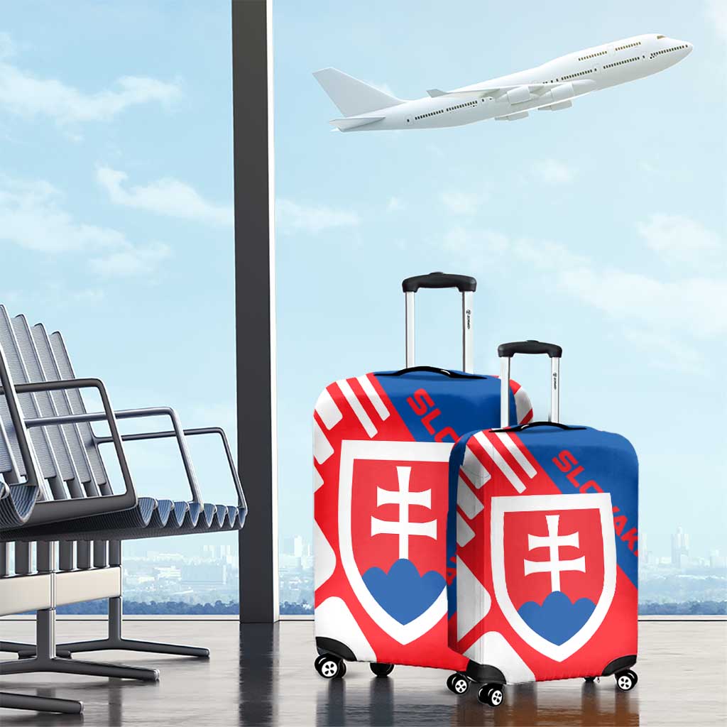 Slovakia – Red Blue White Geometric Flag Design Luggage Cover with National Crest