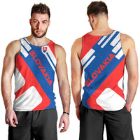 Slovakia – Red Blue White Geometric Flag Design Men Tank Top with National Crest