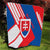 Slovakia – Red Blue White Geometric Flag Design Quilt with National Crest