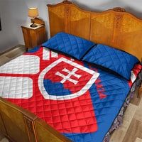 Slovakia – Red Blue White Geometric Flag Design Quilt Bed Set with National Crest