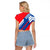Slovakia – Red Blue White Geometric Flag Design Raglan Cropped T Shirt with National Crest