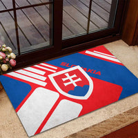 Slovakia – Red Blue White Geometric Flag Design Rubber Doormat with National Crest