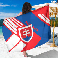 Slovakia – Red Blue White Geometric Flag Design Sarong with National Crest