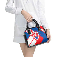 Slovakia – Red Blue White Geometric Flag Design Shoulder Handbag with National Crest