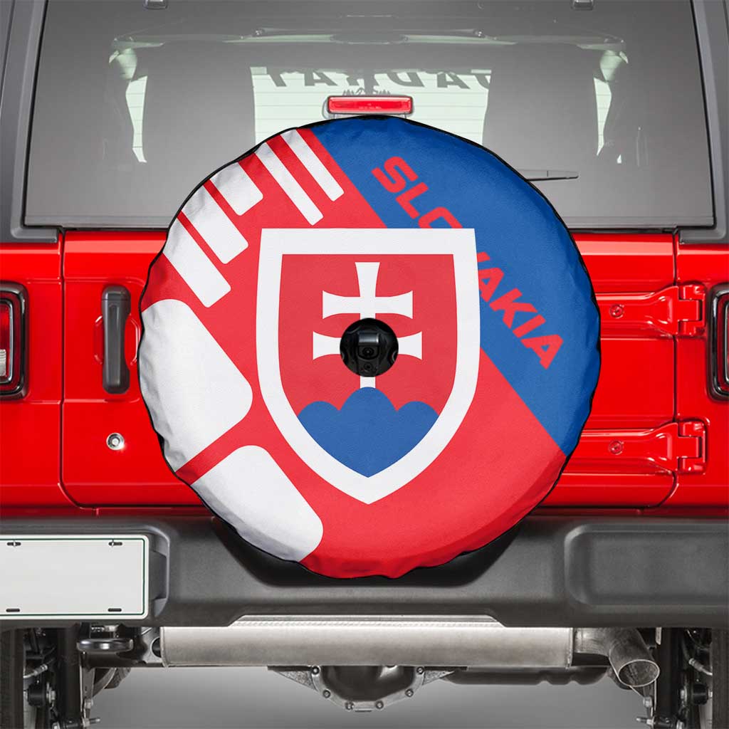 Slovakia – Red Blue White Geometric Flag Design Spare Tire Cover with National Crest