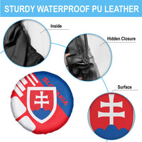 Slovakia – Red Blue White Geometric Flag Design Spare Tire Cover with National Crest