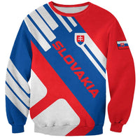 Slovakia – Red Blue White Geometric Flag Design Sweatshirt with National Crest