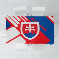 Slovakia – Red Blue White Geometric Flag Design Tablecloth with National Crest