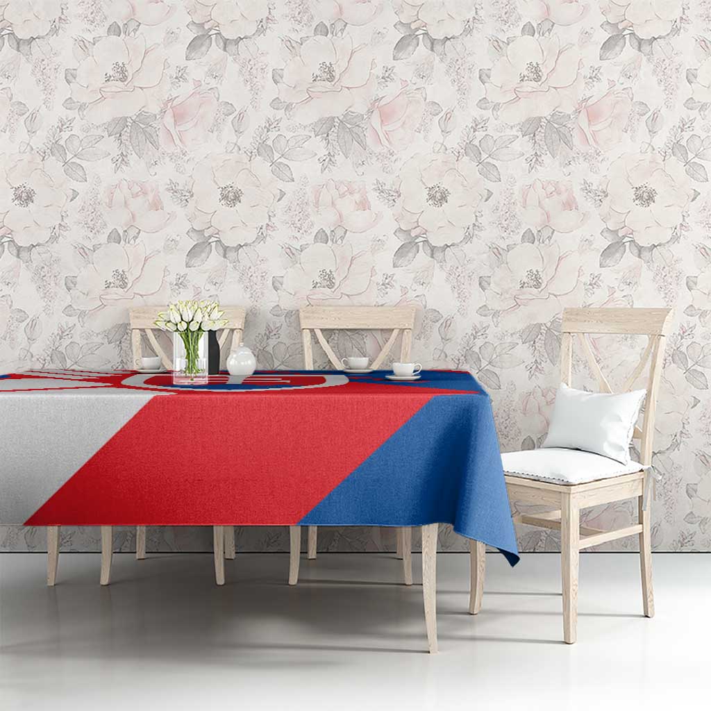 Slovakia – Red Blue White Geometric Flag Design Tablecloth with National Crest