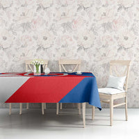 Slovakia – Red Blue White Geometric Flag Design Tablecloth with National Crest