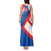 Slovakia – Red Blue White Geometric Flag Design Tank Maxi Dress with National Crest