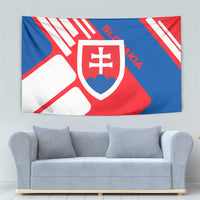 Slovakia – Red Blue White Geometric Flag Design Tapestry with National Crest