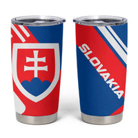 Slovakia – Red Blue White Geometric Flag Design Tumbler Cup with National Crest