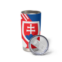 Slovakia – Red Blue White Geometric Flag Design Tumbler Cup with National Crest